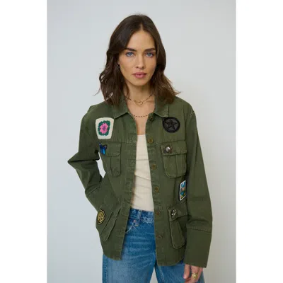 Central Park West Brady Patch Shacket In Green