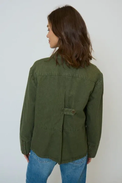 Central Park West Brady Patch Shacket In Green
