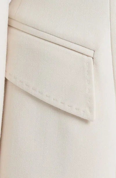 Santorelli Mimi Soft Stretch Crepe Double Button Open Flap Jacket In Neutral