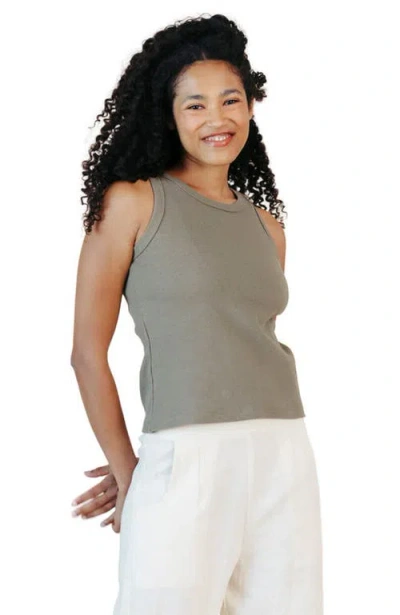 Poplinen Plus Charlie Ribbed Tank In Gray