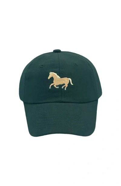 Bits & Bows Horse Twill Baseball Hat In Green
