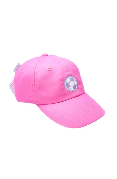 Bits & Bows Soccer Ball Twill Bow Baseball Hat In Purple