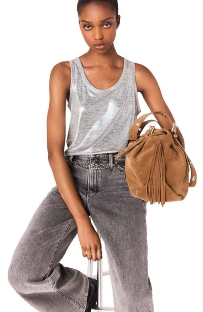 Maje Metallic Vest Top In Silver