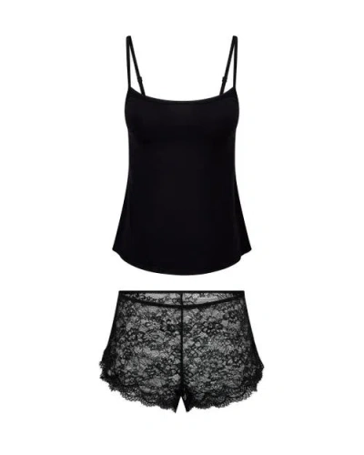 Adore Me Rain Cami & Shorts Set Lingerie In Black