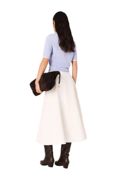 Maje Wool Short Sleeve Sweater In Blue