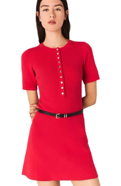 Maje Womens Red Ribbed-knit Slim-fit Stretch Cotton-blend Mini Dress