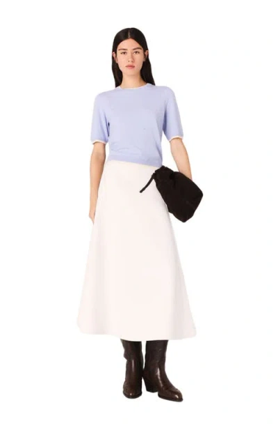 Maje Wool Short Sleeve Sweater In Blue