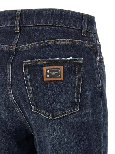 Dolce & Gabbana High-waisted 5-pocket Jeans Faded Effect In Blue