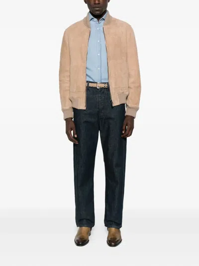 Brunello Cucinelli Denim Shirt With Long Sleeves And Curved Hem In Blue