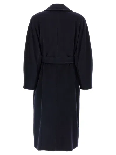 Max Mara Double-breasted Coat With Belt Coats Blue In Blue