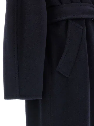 Max Mara Double-breasted Coat With Belt Coats Blue In Blue