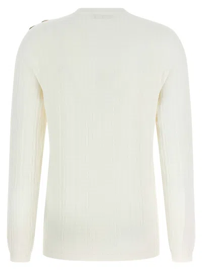 Balmain Maxi Shoulder Top Sweaters And Cardigans White In Neutral