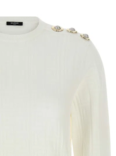 Balmain Maxi Shoulder Top Sweaters And Cardigans White In Neutral