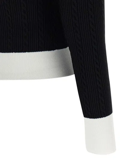 Balmain Slim-fit Two-tone Knitted Top In Black