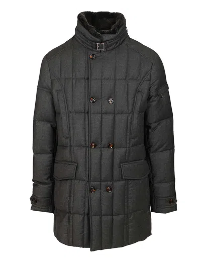 Moorer Morris-km 2 Petti Trapuntato Nylon Collo Pelliccia Coats Grey In Black