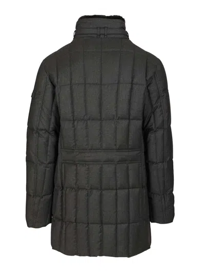 Moorer Morris-km 2 Petti Trapuntato Nylon Collo Pelliccia Coats Grey In Black