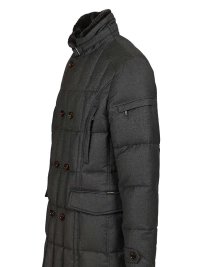 Moorer Morris-km 2 Petti Trapuntato Nylon Collo Pelliccia Coats Grey In Black