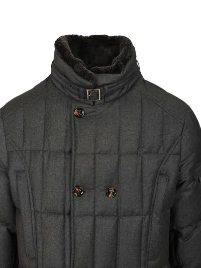 Moorer Morris-km 2 Petti Trapuntato Nylon Collo Pelliccia Coats Grey In Black