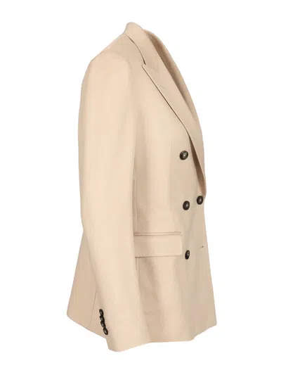 Tagliatore Paris Double-breasted Blazer In Nude