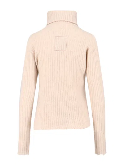 Uma Wang High Neck Turtleneck Knitwear With Distressed Ribbed Texture In Multi
