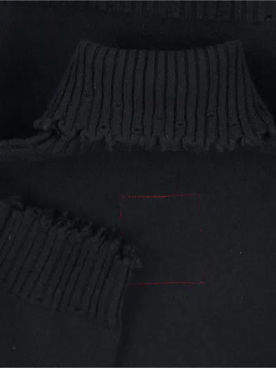 Uma Wang Knitwear Turtleneck Ribbed Distressed Hem Long Sleeves In Black