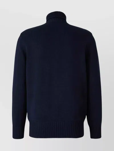 Givenchy Turtleneck Sweater In Cotton With Paris Embroidery Clothing In Blue