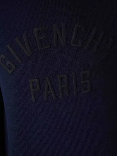 Givenchy Turtleneck Sweater In Cotton With Paris Embroidery Clothing In Blue