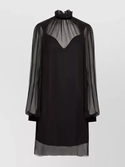 Nina Ricci Crinkled Silk Midi Dress In Black