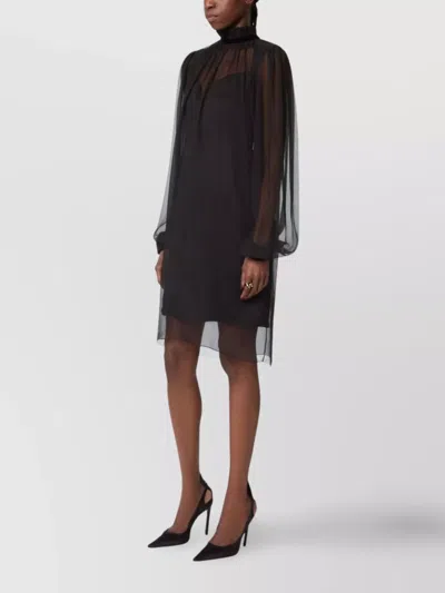 Nina Ricci Crinkled Silk Midi Dress In Black