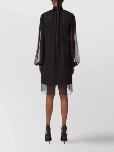 Nina Ricci Crinkled Silk Midi Dress In Black