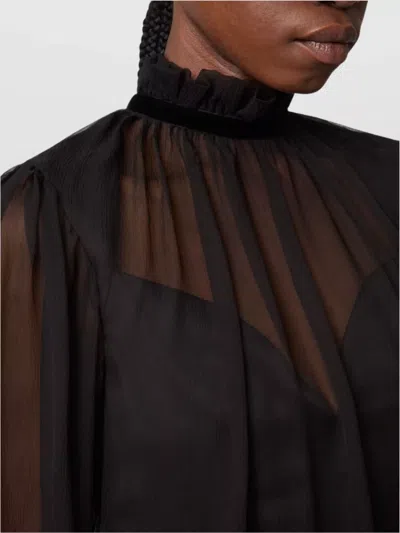 Nina Ricci Crinkled Silk Midi Dress In Black