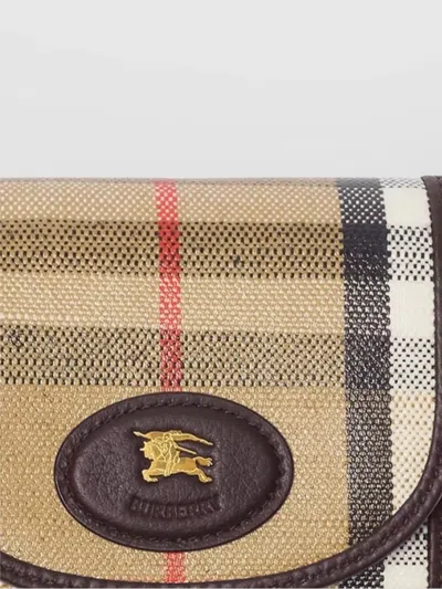 Burberry Compact Wallet With Leather Inserts In Check Pattern