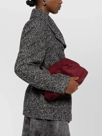 Themoirè Tia Clutch Bag In Plum Suede With Shoulder Strap In Red