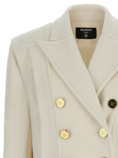 Balmain Double-breasted Wool And Cashmere-blend Felt Jacket In Neutral