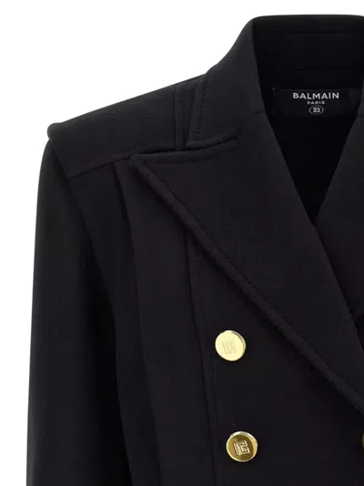 Balmain Tailored Coat With Double-breasted Design In Black