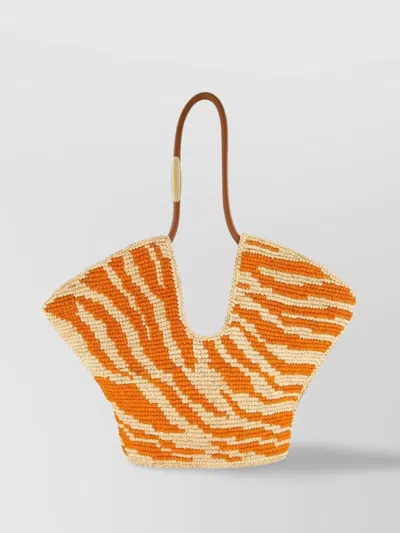 Zimmermann Womens Orange Zebra Goldentime Medium Zebra-pattern Raffia Tote Bag In Orange