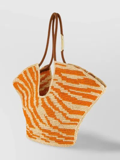 Zimmermann Womens Orange Zebra Goldentime Medium Zebra-pattern Raffia Tote Bag In Orange