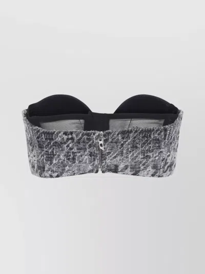 Diesel Abstract Textured Bodysuit With Structured Bust In Gray