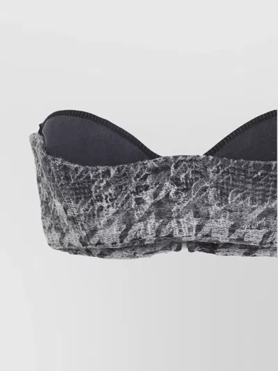 Diesel Abstract Textured Bodysuit With Structured Bust In Gray