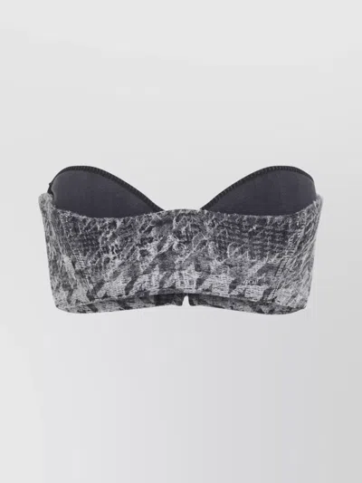 Diesel Abstract Textured Bodysuit With Structured Bust In Gray