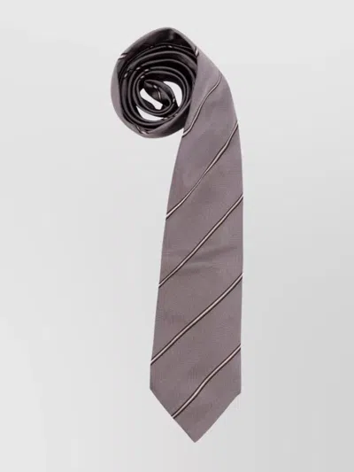 Brunello Cucinelli Pointed Tip Diagonal Stripes Silk Tie In Brown