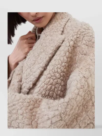 Brunello Cucinelli Boucle Double-breasted Coat Sequin Embellishment In Neutral