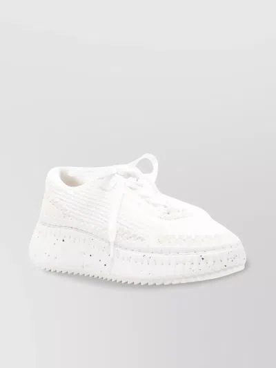 Chloé Nama Embroidered Suede And Recycled Mesh Trainers In White
