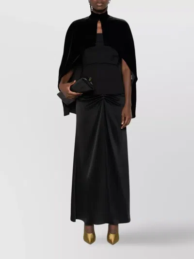 Raquel Diniz Velvet Short Cape High Neck In Black