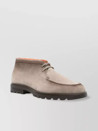 Santoni Ankle Boots Lace-up Round Toe In Gray