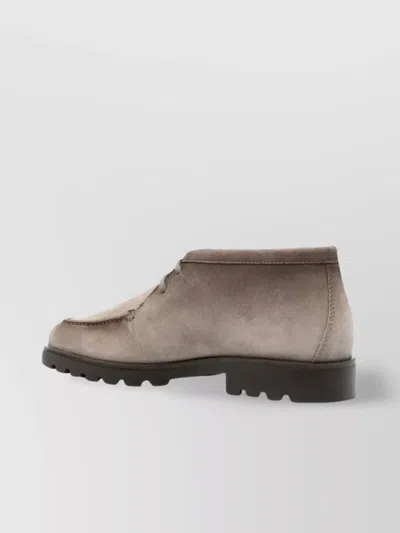 Santoni Ankle Boots Lace-up Round Toe In Gray