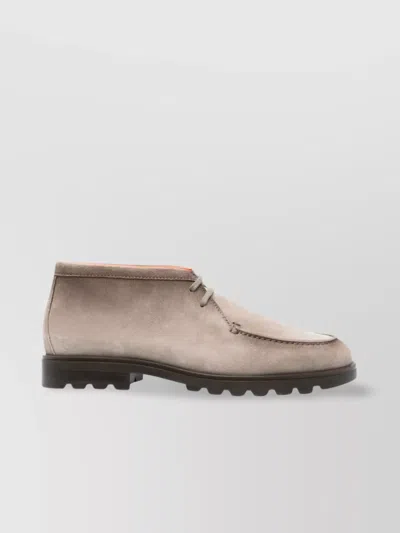Santoni Ankle Boots Lace-up Round Toe In Gray