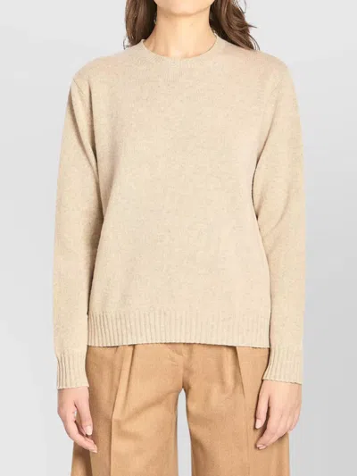 Max Mara Crew Neck Sweater In Cashmere In Neutral