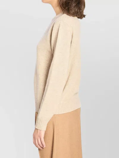 Max Mara Crew Neck Sweater In Cashmere In Neutral