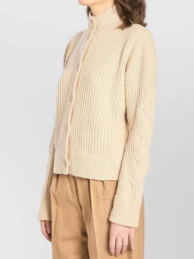Max Mara Afelio Ribbed And Cable-knit Wool And Cashmere-blend Cardigan In Brown